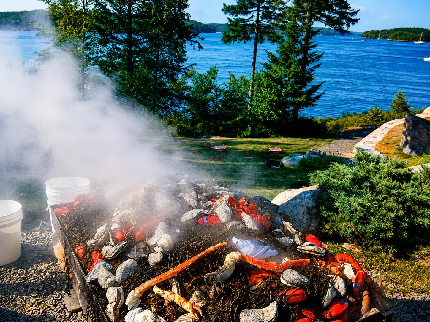 Maine lobster bake with seafood